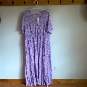 Lavender & White Floral Maxi Dress